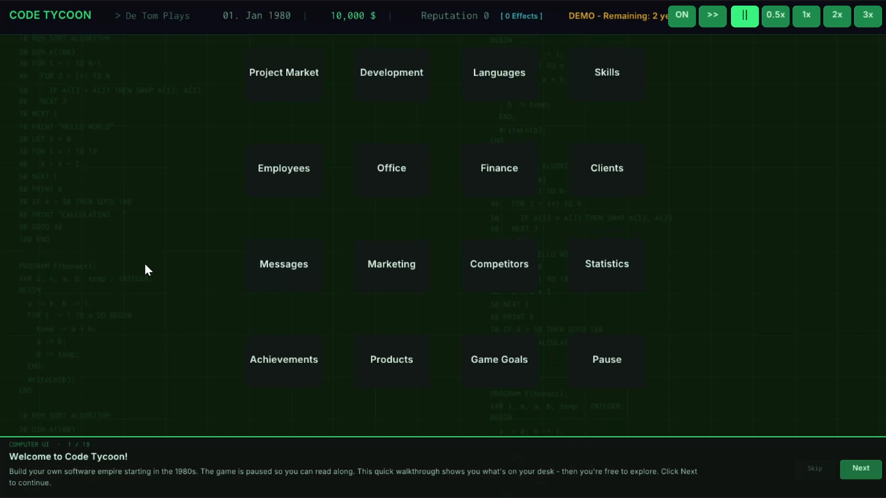 Screenshot from Code Tycoon