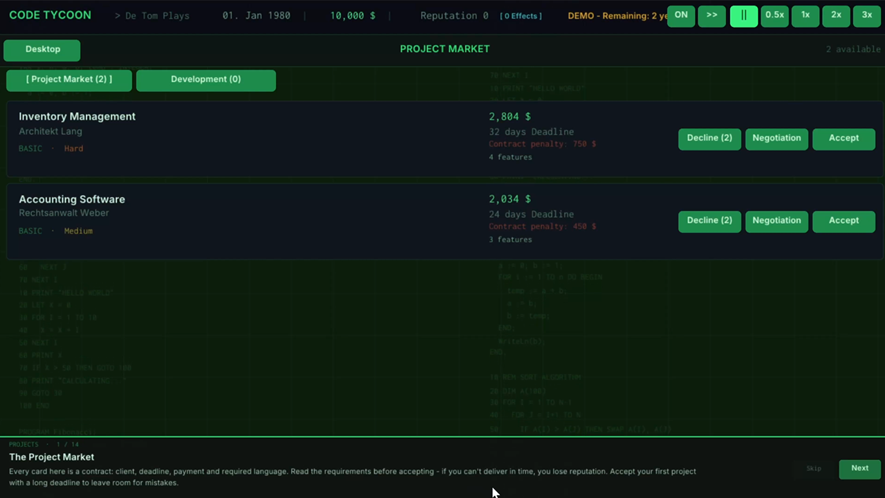 Screenshot from Code Tycoon